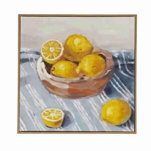 Lemon Bowl Oak Frame Oil Paint 40x40cm - BULK ITEM