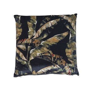 Verve velvet black banana leaf cushion dimension: w:45 d:10 h:45cm