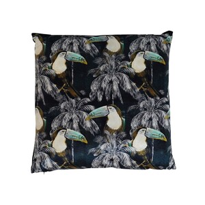Verve velvet black toucan cushion dimension: w:45 d:10 h:45c