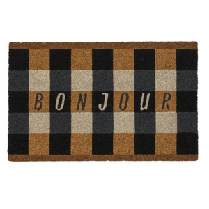 Bonjour PVC Back Coir Mat 50x80cm Blk/Wh - BULK ITEM