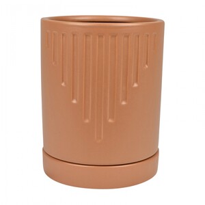 Hunter Ceramic Pot & Saucer 15x18cm Rust