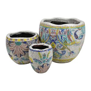 Cleo S/3 Cer Pot 19.5x19.5x17cm-Multi - Sizes sold separately