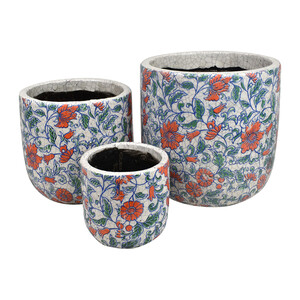 Poppy S/3 Ceramic Pots 23x23x24cm-Green - Sizes sold separately