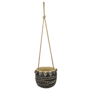 Akuchi Cem Hanging Planter 9x7cm-Nat/Bk