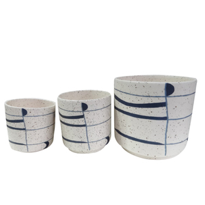 Medium Kiki Cer Pots White/Navy - BULK ITEM