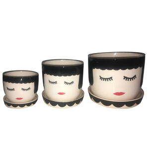Madge s/3 cer pot-saucer 13x10cm-multi