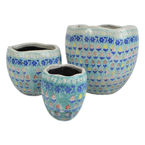 Cali S/3 Ceramic Pots 19.5x17cm Blue