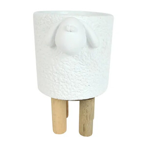 Steve Sheep Cement Planter 13x17.5cm - White