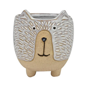 Donnie Dog Cer Pot 7.5x9cm Nat/Wht