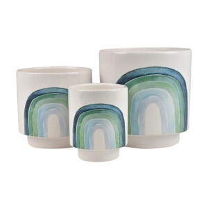 Dreams S/3 Cer Pots 12x12.5cm Blk Multi - Sold Individually