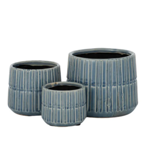 Iliana S/3 Ceramic Pots Blue - Sizes Sold Individually