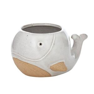 Wendy Whale Cer Pot 14x7.5cm White/Nat