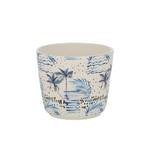Tropics Ceramic Pot 14x12cm Blue