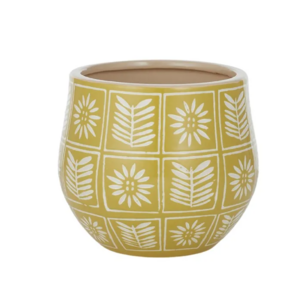 Zinnia Ceramic Pot 18x16cm Mustard