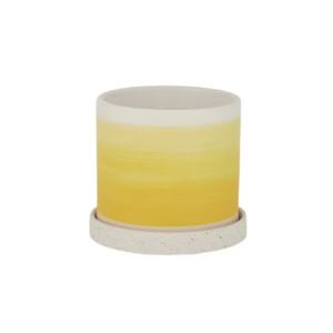 Leora Cer Pot w Saucer 15x14cm Yellow