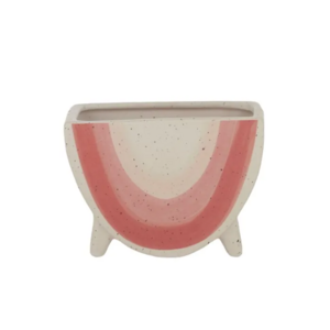Rainbow Cer Footed Pot 17x12cm Nat/Pink