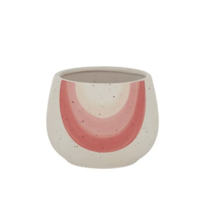 Rainbow Ceramic Pot 13x11cm Nat/Pink