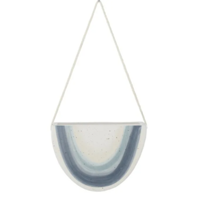 Rainbow Cer Hanging Pot 17x12cm Nat/Blue