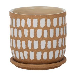 Luca Cer Pot w Saucer 15x14.5cm Terra