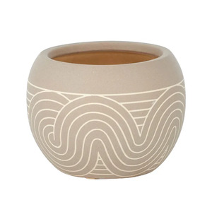 Swirl Ceramic Pot 20x15.5cm Grey/Nat