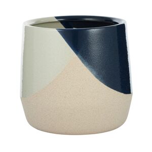 Nabil Ceramic Pot 22x21cm Nat/Navy - BULK ITEM