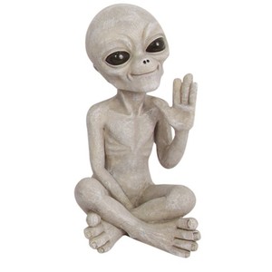 Garden alien statue C - we come in peace
