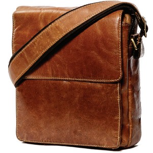 Gingham messenger bag cognac