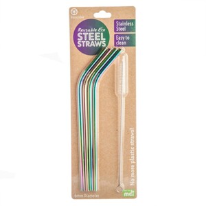 Rainbow Metallic Reusable Steel Straws - Set of 4