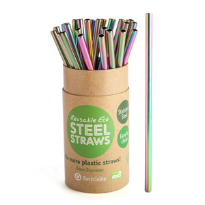 Reusable steel straw - rainbow