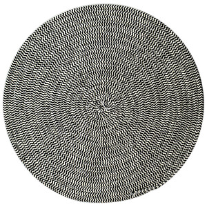 38cm round woven cotton pl/mat-blk/white