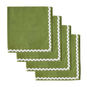 Orla S/4 Cotton Napkins Olive/Ivory