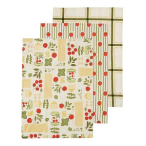 Deli S/3 Cotton Tea Towels 50x70cm Rd/Gn