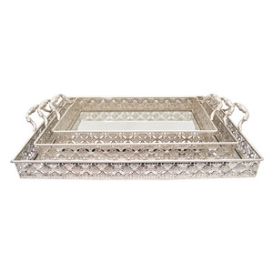 Large rectangle morrocan tray with mirror base
