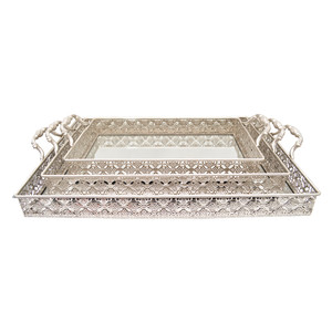 Medium rectangle morrocan tray with mirror base