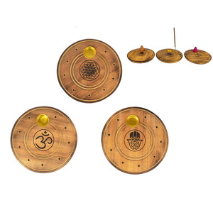 10cm Round Incense/Cone Burner 3 Ass