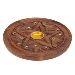 10cm Round Cone/Incense Holder with Pentagram Design