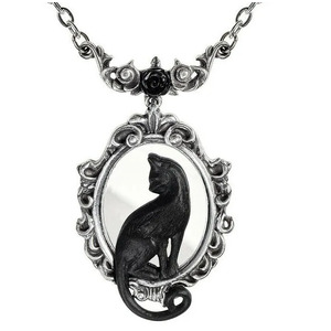 Cat on Mirror Pewter Pendant