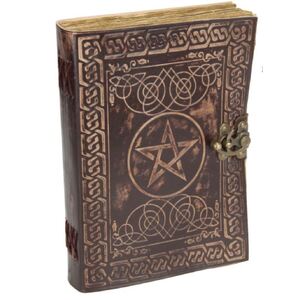 10x7" Antique Paper Leather Journal/Spell Book with Pentagram Design 26x18cm
