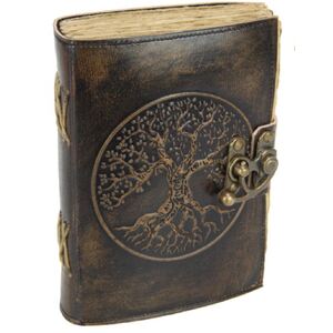 7x5" Antique Paper Leather Journal with Tree of Life Design 18x13cm