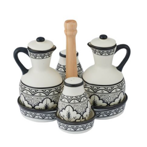 Aleah Ceramic 5pc Cruet Set 18x19cm Blk