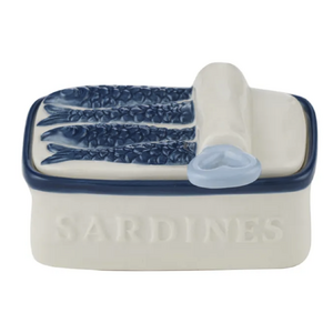 Sardine Cer Trinket Box 12x9x6cm Wh/Blue