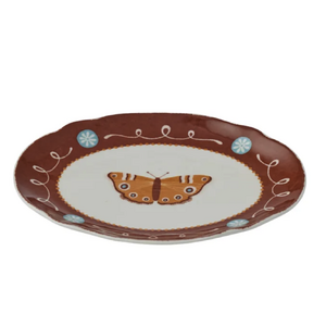 Nancy Bird Ceramic Plate 19x14cm Russet