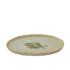 Riva Ceramic Plate 19.5x12cm Ivory/Green