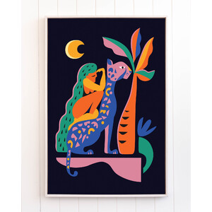 Artist Lab - Rachel Lee - Cheetah Girl Framed Canvas - 62x92cm - CLICK & COLLECT ONLY