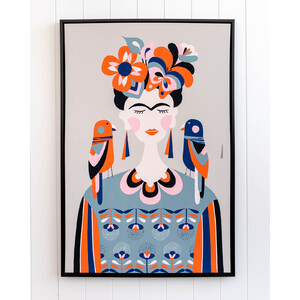 Artist Lab - Rachel Lee - Frida Kahlo Framed Canvas - 62x92cm - Click & Collect only