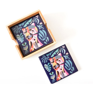 Artist Lab - Rachel Lee - Leopard - Ceramic Coaster Set