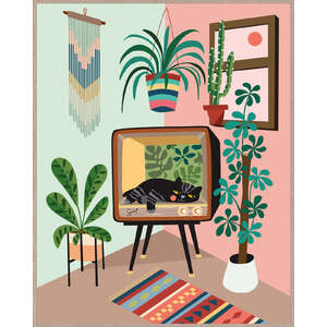 Artist Lab - Rachel Lee - TV Cat Bed Framed Canvas - 40x50cm - Click & Collect only