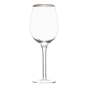 CAMILLA GLASS SILVER RIM WINE GLASS