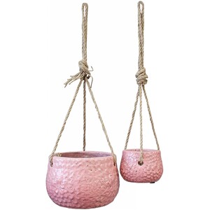 Hanging Pot Flower Pink S/2 - Sizes sold separately