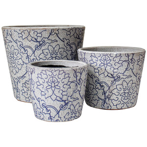 Pot S/3 Fleur Blue - Sizes sold separately